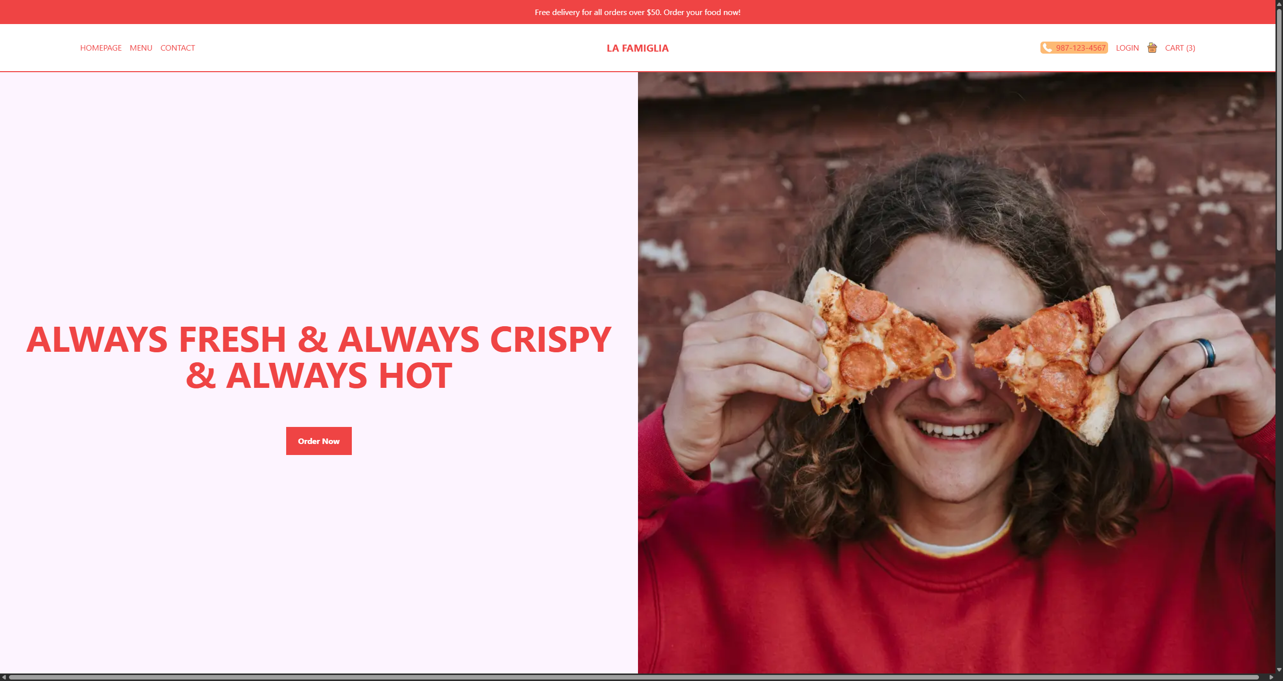 Screenshot of La Famiglia Restaurant App