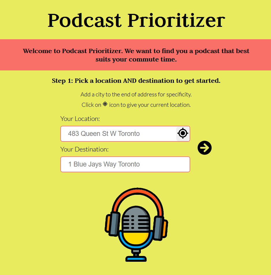 Screenshot of Podcast Prioritizer App